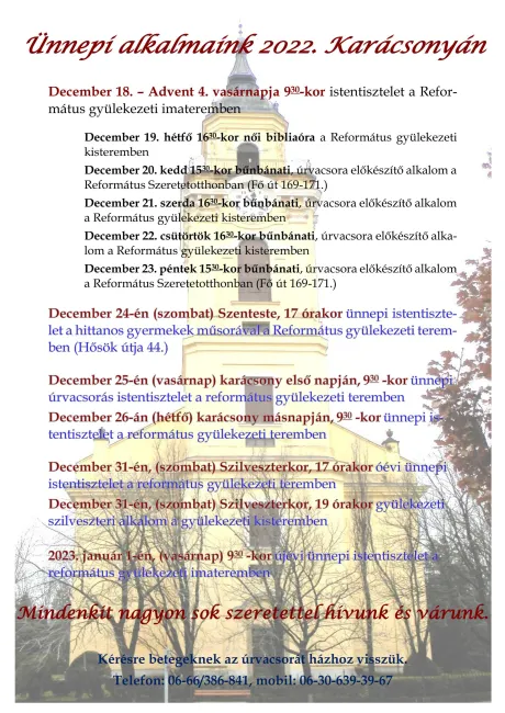 Ünnepi alkalmaink 2022. karácsonyán